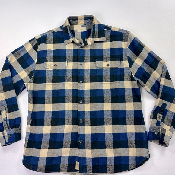 JACHS Men’s Blue Plaid Flannel Shirt Size XL - Picture 1 of 6